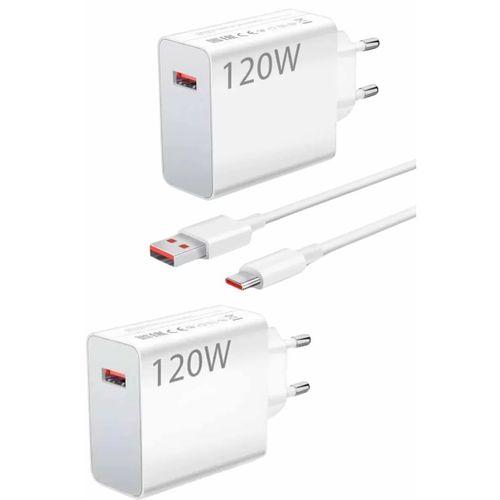 120 Watt Turbo Hızlı Şarj Aleti Seti Hızlı Şarj Adaptörü Beyaz