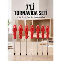 Ev Ve Atölye Kullanımına Uygun 7 Parça Tornavida Seti