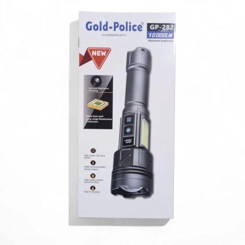 Gold-police Gp-282 Uzun Menzilli Güçlü Şarjlı 10000 Lümen El Feneri 11 Mod Çakar Işıklı Kırmızı-mavi-yeşil Led