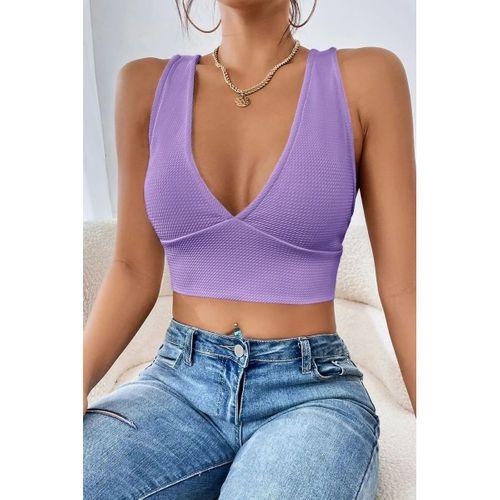 Kadın Lila Modern Fit Çapraz Sırt Detaylı Şık Crop Top Büstiyer