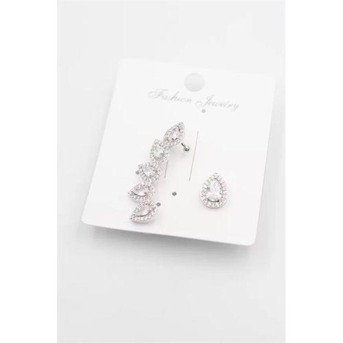 Taşlı Kıkırdak Küpe - Gümüş