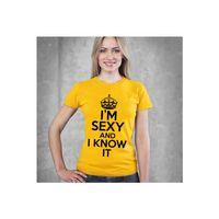 I Know it Baskılı Dar Kesim Kadın Sarı t-shirt