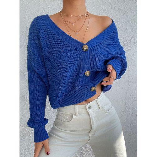 Kadın Uzun Kollu Düğme Detay Triko Hırka