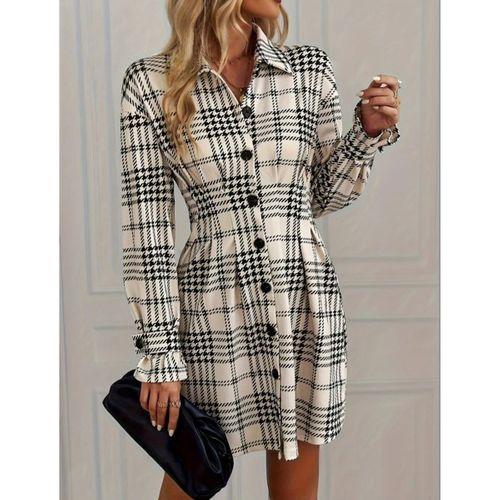 Kadın Uzun Kollu Yakalı önü Düğmeli Mini Modal Elbise