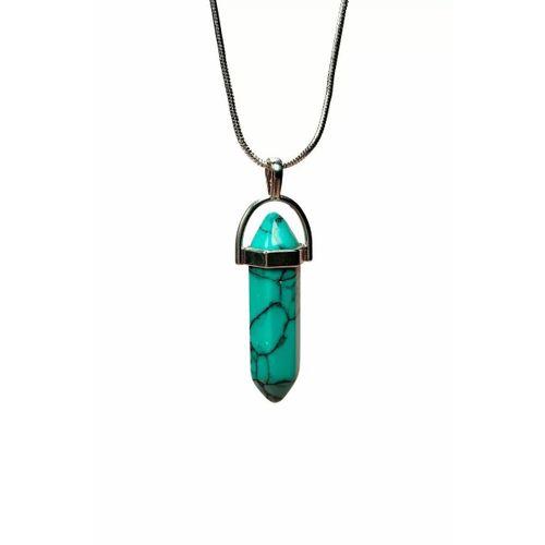 Turkuaz Doğal Taşı Zincirli El Yapımı Kolye Uç: 3 cm Zincir: 20 cm Kutulu