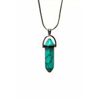 Turkuaz Doğal Taşı Zincirli El Yapımı Kolye Uç: 3 cm Zincir: 20 cm Kutulu
