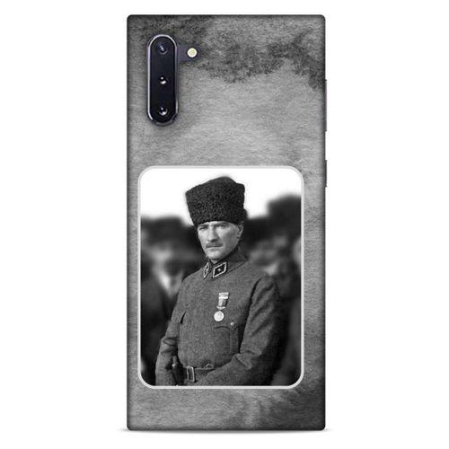 Samsung Galaxy Note 10 Kılıf Atatürk (38) Neo Hybrid Kılıf Antrasit Taş