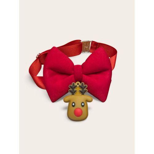 Yılbaşı Geyiği Kedi Papyon Tasması | Kırmızı Fiyonk Boyun Aksesuarı | Noel Temalı Kedi Süsü