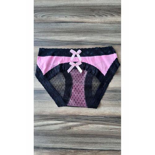 Dantelli Tüllü Pudra Pembesi Külot Iç Çamaşırı