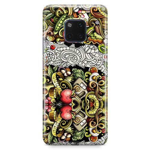Huawei Mate 20 Pro Kılıf Diyet Doodle Arka Kapak Koruma Desenli Full Koruyucu