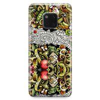 Huawei Mate 20 Pro Kılıf Diyet Doodle Arka Kapak Koruma Desenli Full Koruyucu