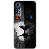 TCL 30 Kılıf HD Desen Baskılı Arka Kapak - Fire and Ice Lion