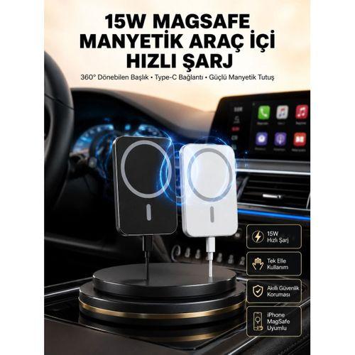 15w Kablosuz Şarj Destekli Magsafe Araç Tutucu Havalandırma Klipsli