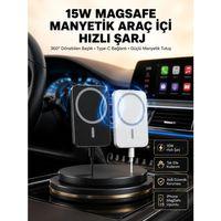15w Kablosuz Şarj Destekli Magsafe Araç Tutucu Havalandırma Klipsli
