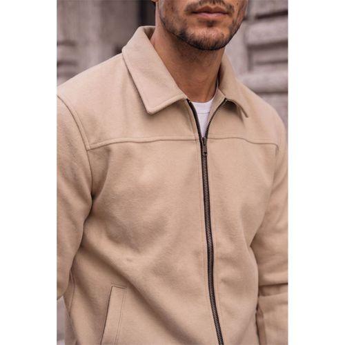 Harrison Relaxed Fit Kaşe Fermuarlı Erkek Ceket - Bej