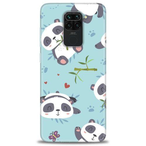 Xiaomi Redmi Note 9 Kılıf HD Baskılı Kılıf - Pandalar + Tam Ekran Koruyucu