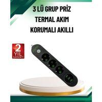 Akım Korumalı Anahtarlı Usb Girişli Üçlü Priz