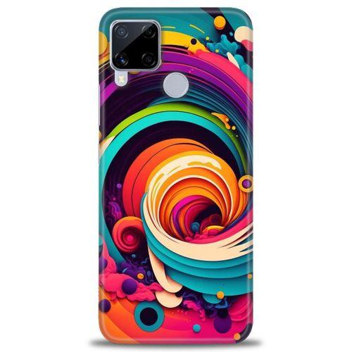 Realme C15 Kılıf HD Baskılı Kılıf - Renk Hortumu + Tam Ekran Koruyucu
