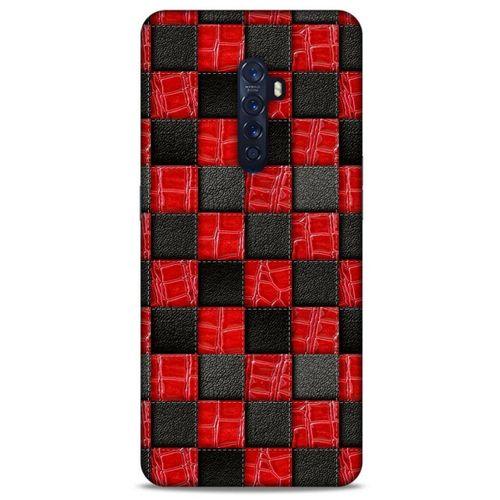 Oppo Reno 2 Kılıf Patchwork (47) Crystal Flex Kılıf Siyah Kırmızı