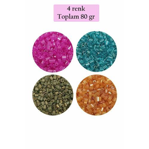 Kesme Cam Boncuk 2mm - 4 Renk - Toplam 80 Gram - BNC438