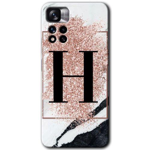 MRCİLETİSİM Xiaomi Redmi Note 11 Pro Plus 5G Kılıf HD Desen Baskılı Arka Kapak+Temperli Cam - Desenli H Harfi