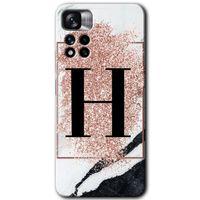 MRCİLETİSİM Xiaomi Redmi Note 11 Pro Plus 5G Kılıf HD Desen Baskılı Arka Kapak+Temperli Cam - Desenli H Harfi