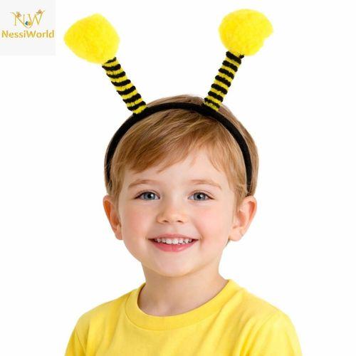 Sarı Siyah Arı Antenli Taç - Çocuk Arı Tacı Mega Ponponlu