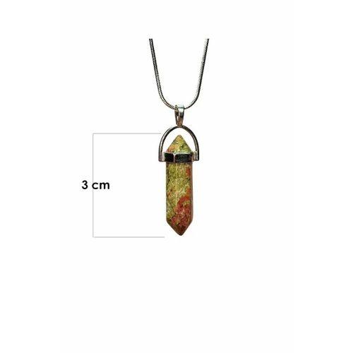 Unakit Doğal Taşı Zincirli El Yapımı Kolye Uç: 3 cm Zincir: 20 cm Kutulu