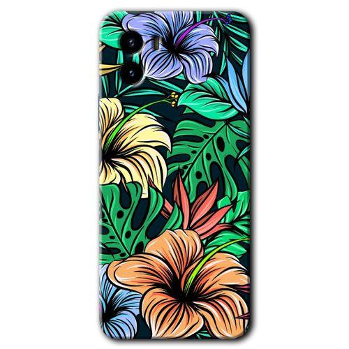 MRCİLETİSİM Vivo Y15s Kılıf HD Desen Baskılı Arka Kapak + Temperli Cam - Hibiscus Flowers