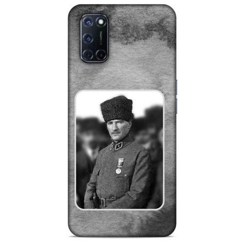 Oppo A52 Kılıf Atatürk (38) Neo Hybrid Kılıf Antrasit Taş