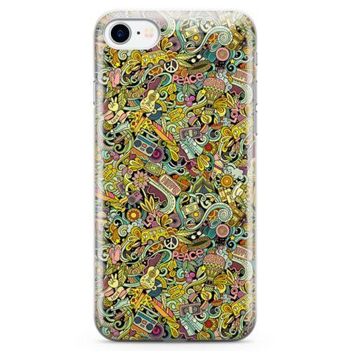 Apple iPhone 7 Kılıf Hippie Doodle Arka Kapak Koruma Desenli Full Koruyucu