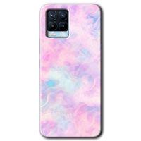 MRCİLETİSİM Realme 8 Kılıf Baskılı Kapak - Pembe-Duman + 5D Tam Kaplayan Cam