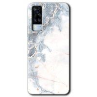 MRCİLETİSİM Vivo Y51a Kılıf HD Desen Baskılı Arka Kapak + Temperli Cam - White Marble