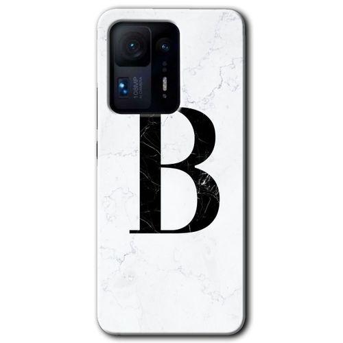 Mi Mix 4 Kılıf HD Desen Baskılı Arka Kapak - Beyaz Mermer Desenli B Harfi