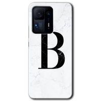 Mi Mix 4 Kılıf HD Desen Baskılı Arka Kapak - Beyaz Mermer Desenli B Harfi