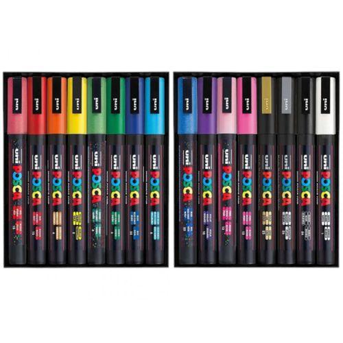 UNİBALL POSCA (1.8-2.5) SU BAZLI BOYAMA MARKÖRÜ 16'lı Set ( N ) (UNİ-PC-5M)/ 16C SET