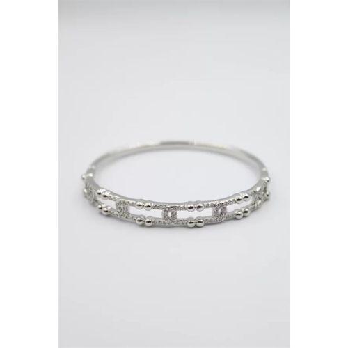 Taşlı Vip Bilezik - Gümüş