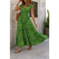 Kadın Kısa Yarasa Kanat Kollu V Yakalı Beli Büzgülü Süprem Elbise