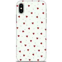 iPhone X Kılıf HD Baskılı Kılıf - Mini Mini Kalpler + Tam Ekran Koruyucu