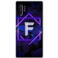 MRCİLETİSİM MRCİLETİSİM Samsung Galaxy Note 10 Plus Kılıf HD Desen Baskılı Arka Kapak + Temperli Cam - Dark Neon  F Harfi