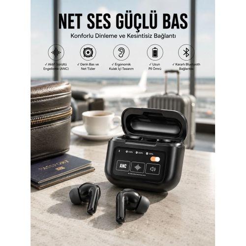 Yeni Nesil Bluetooth Kulaklık Ekranlı Yüksek Ses Kaliteli Uzun Şarj Süreli