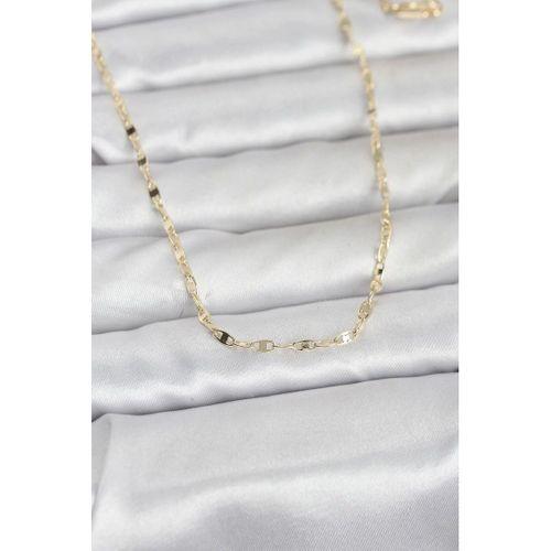 CM 14K Gold Renk Yassı Gemici Zincir Model 60 cm Kadın Kolye