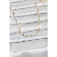 CM 14K Gold Renk Yassı Gemici Zincir Model 60 cm Kadın Kolye