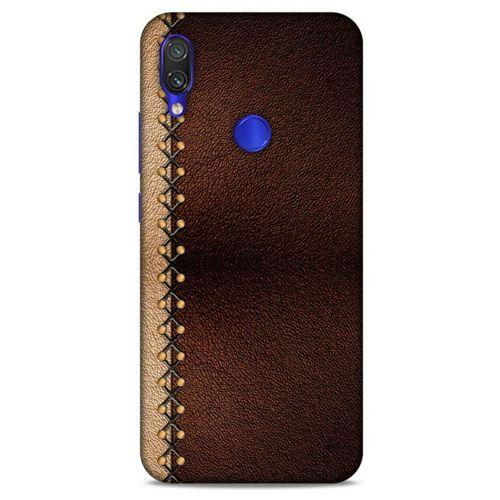 Xiaomi Redmi Note 7 Pro Kılıf Patchwork (21) Koruyucu Kapak Kahve Gold