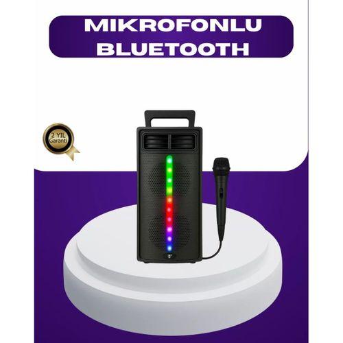 Bluetooth Işıklı Hoparlör – 2x5w Güç | Usb + Tf Kart + Fm Radyo | Siyah Renk