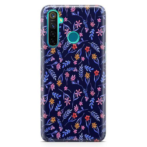 Oppo Realme 5 Pro Kılıf Su Rengi Çiçekler Arka Kapak Koruma Desenli Full Koruyucu