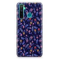 Oppo Realme 5 Pro Kılıf Su Rengi Çiçekler Arka Kapak Koruma Desenli Full Koruyucu