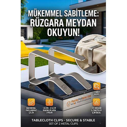 2'li Masa Örtüsü Klipsi - Metal Masa Kelepçesi Masa Örtüsü Sabitleyici 722498
