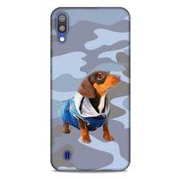 Samsung Galaxy M10 Kılıf Köpek Kıyafetleri (50) Shockproof Kılıf Dakhund Puf Mont