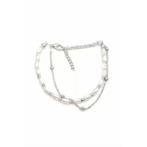 Zincirli İnci Bileklik - Gümüş